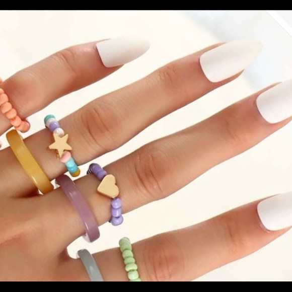 Rings - 7 pieces - beaded rings - Picture 2 of 3